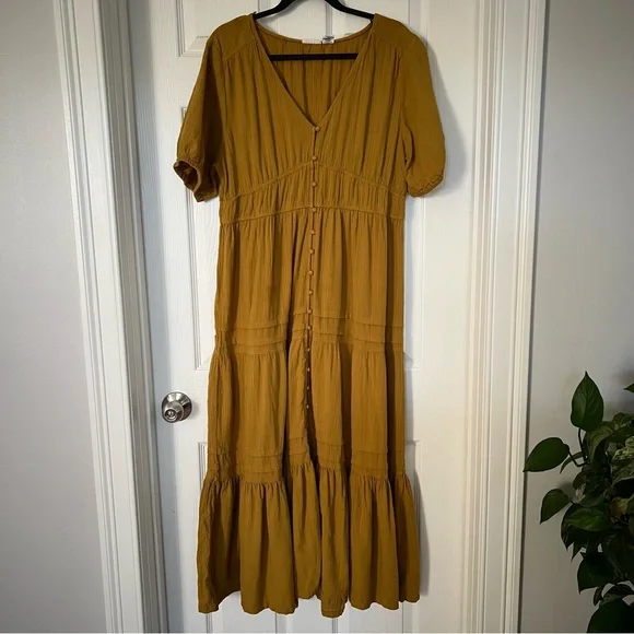 Lucky Brand Mustard Midi Dress - Picture 1 of 5